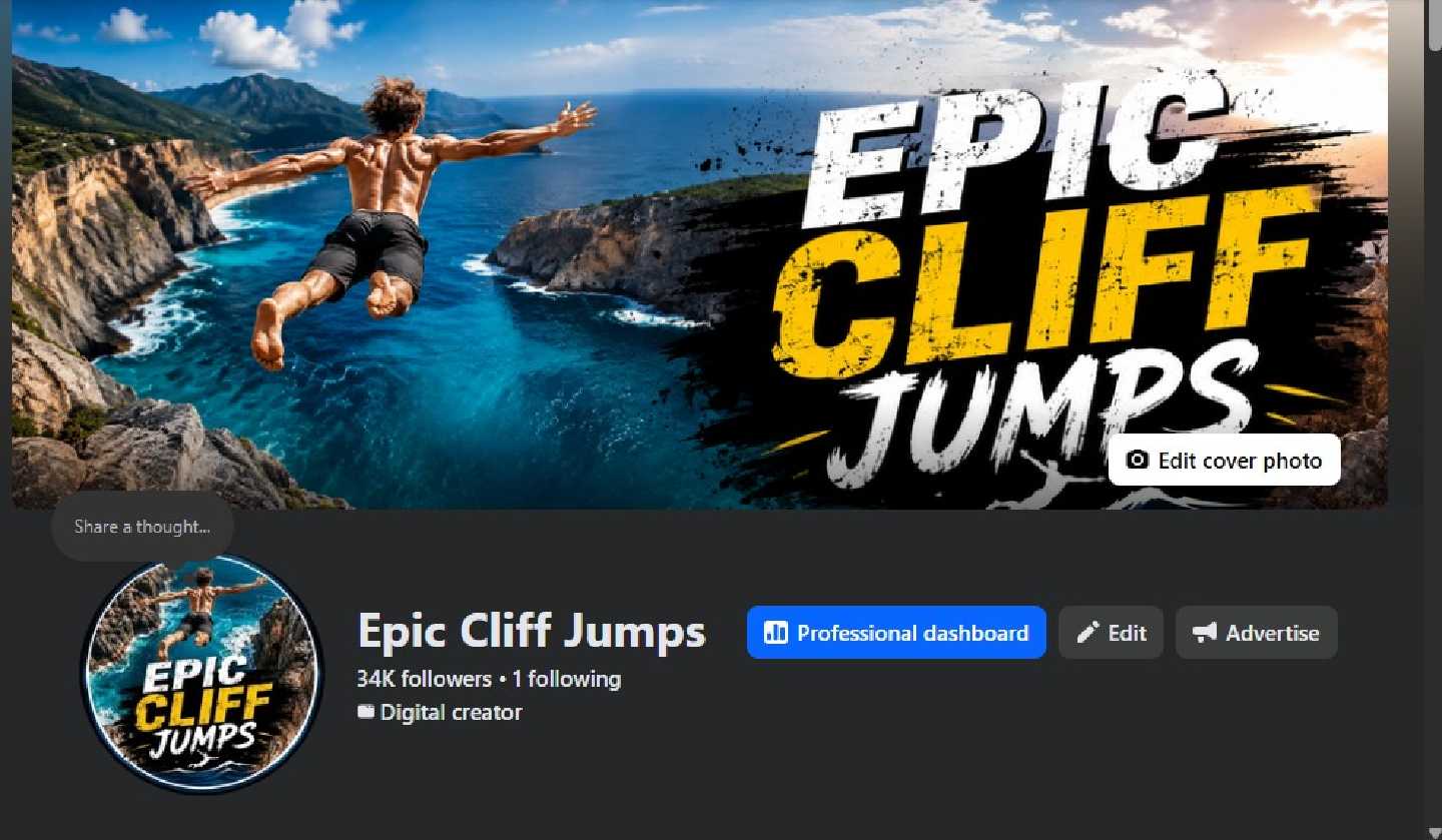 EPIC CLIFF JUMPS channel art - man jumping off cliff into ocean