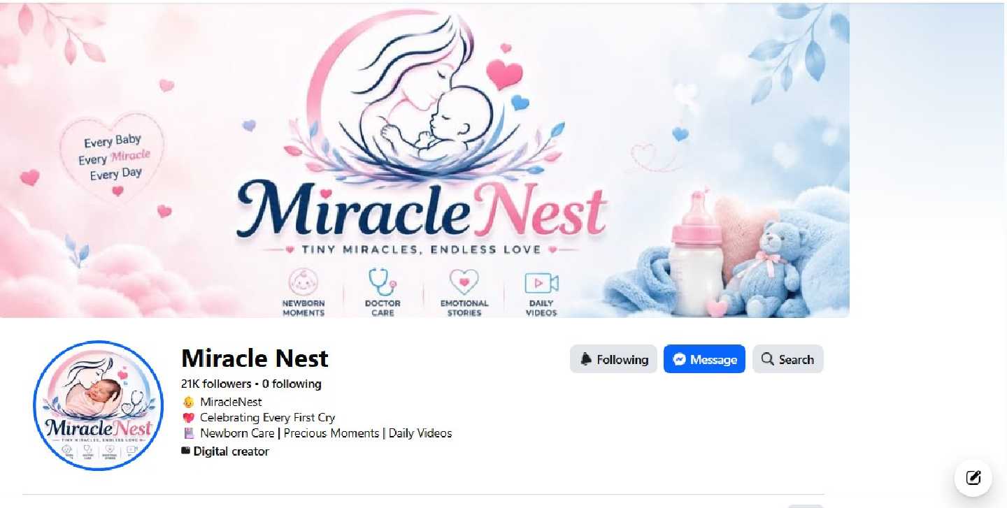 MIRACLE NEST channel art - pink blue mother baby logo