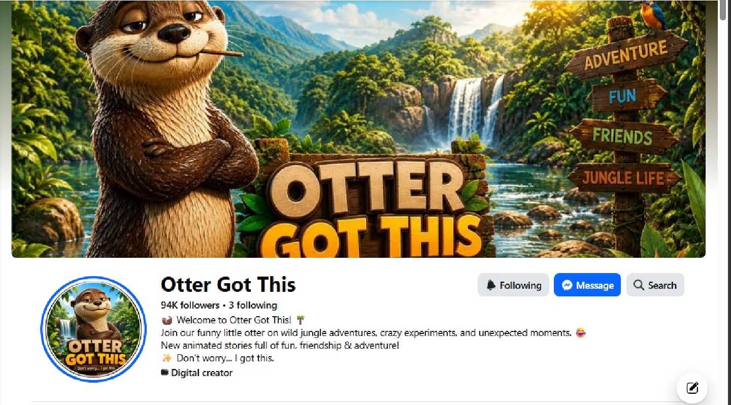 OTTER GOT THIS channel art - 3D otter jungle waterfall